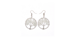 Load image into Gallery viewer, Natural Crystal Crushed Stone Tree Wishing Tree Earrings Crystal Tree Earrings
