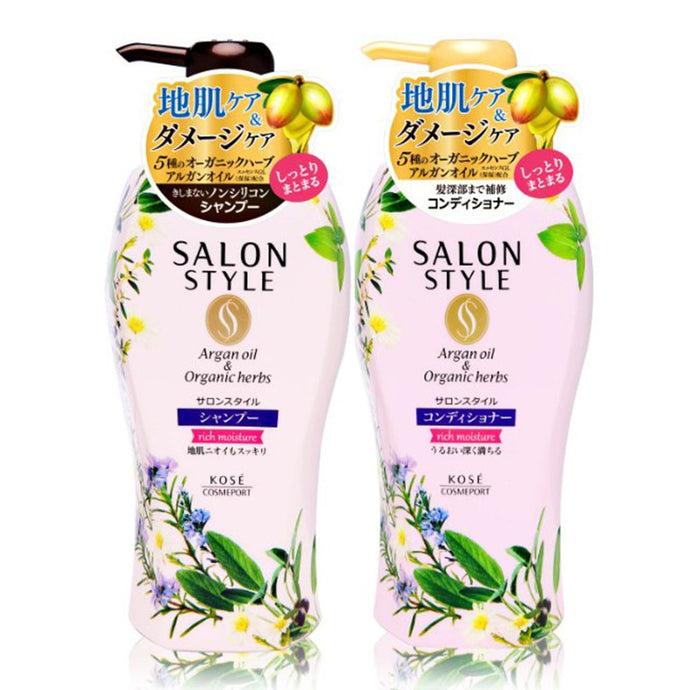 Kose Cosmeport-Salon Style Shampoo 500ml &Conditioner 500ml Set(Rich Moisture)