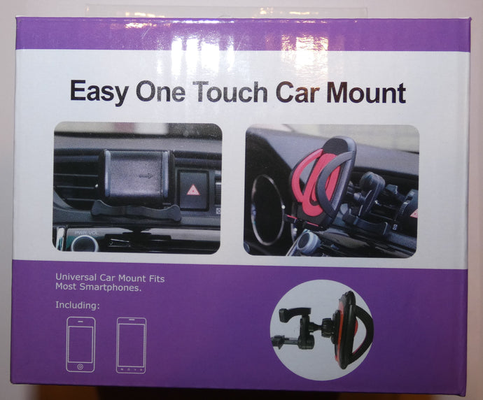 Easy One Touch Car Mount For Smart Phone Ultra Sticky Black with Red