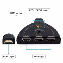 Load image into Gallery viewer, 3 Port 4K HDMI 2.0 Cable Auto Splitter Switcher 3x1 Adapter HUB 3D 3 To 4K 2K 3D Mini 3 Port HDMI-compatible
